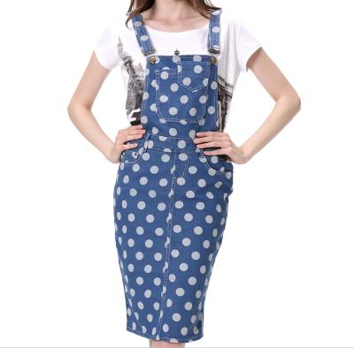 China Wholesale Light Blue Denim Skirt Women Suspender Overall Skirts for sale