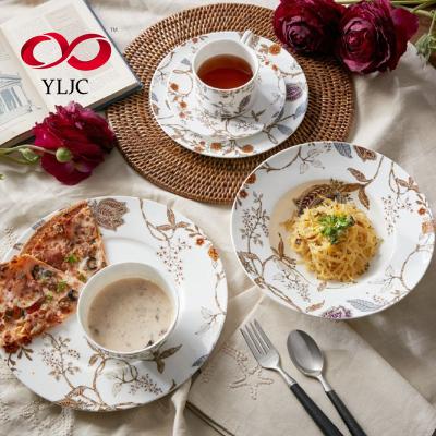 China New Viable White Ceramic Bone China Dinner Set 6 PC Dinnerware Set Hotel White Fine Dinner Set for sale