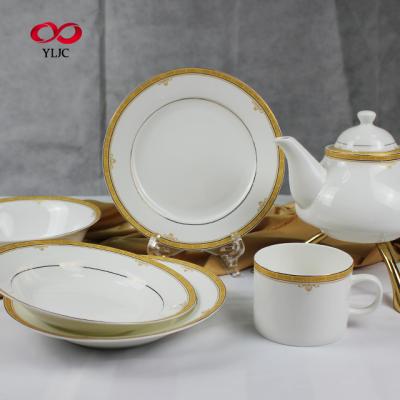 China Sustainable Luxury Fine China Dinnerware With Gold Rim , Bone China Dinnerware For Wedding for sale