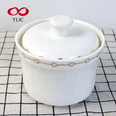 China Sustainable Hot Ceramic Pot Bone China Ceramic Soup Product Pot With Lid for sale