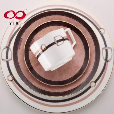 China Western Custom Logo Ceramic 4pcs Dinnerware Set Custom Logo Bone China Printing Dinnerware Set for sale