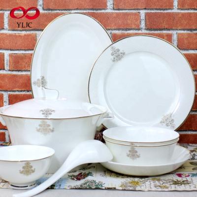 China Sustainable 36 Pcs Elegant Dinnerware Sets Tableware Porcelain Dinnerware Sets Bone China Set for sale