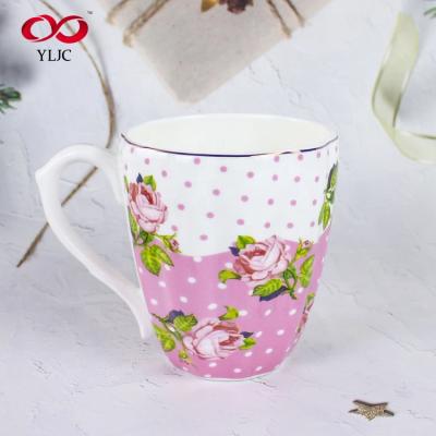 China Brand Viable Bulk Cheap Bone China Coffee Mugs Ceramic Pink Coffee Mug for sale