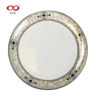 China New Design Dinner Plate Viable Gold Rim Sublimation Bone China 8 Inch Ceramic Dish for sale