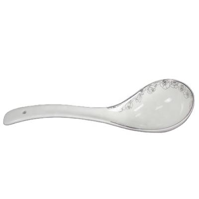 China Viable High Sales Porcelain White Ceramic Bone China Personalized Soup Serving Spoon Large for sale