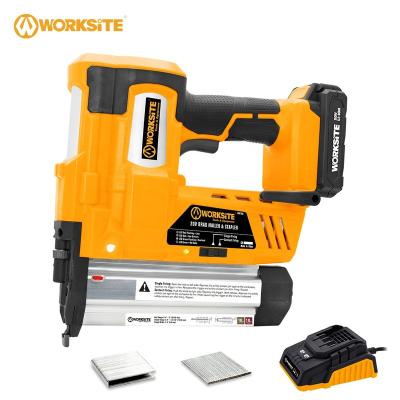 China 2-In-1 Nail Gun 2-In-1 Cordless Measuring Gun 18 Customized By WORKSITE Wood Flooring Framing Brad Nailer Stapler Portable 20V Battery Power for sale