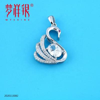 China CLASSIC 925 Sterling Silver Luxury Pendant Fine Swan Shape Cubic Zirconia Charms for sale