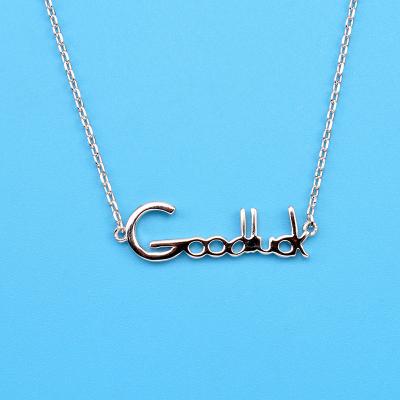 China MYSHINE Jewelry Latest Design Silver Good Luck Pendant Necklace With Words Customized for sale