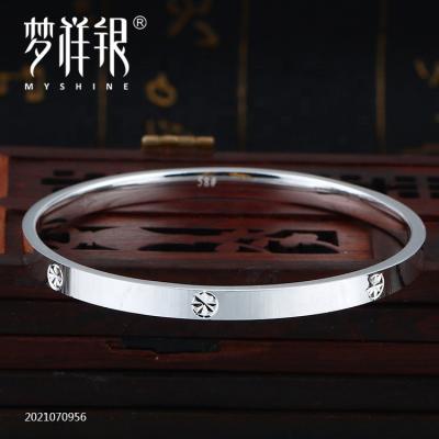 China Myshine CLASSIC Fine Silver 990 Engraved Screw Bangle Bracelet Fashion Jewelry for sale