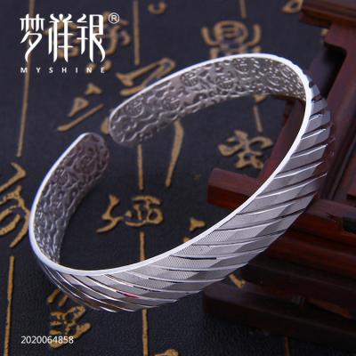 China Myshine Jewelry CLASSIC Handmade 990 Sterling Silver Traditional Design Bangle Bracelet for sale