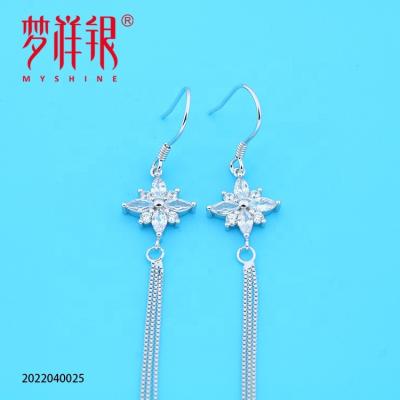 China CLASSIC Star Sign Clover Cubic Zirconia Long Tassel Pendant Necklace Fashion for sale