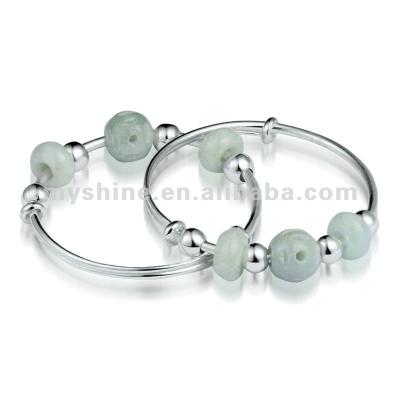 China 2014 fashionable people's baby jade bracelet silver bangle for sale