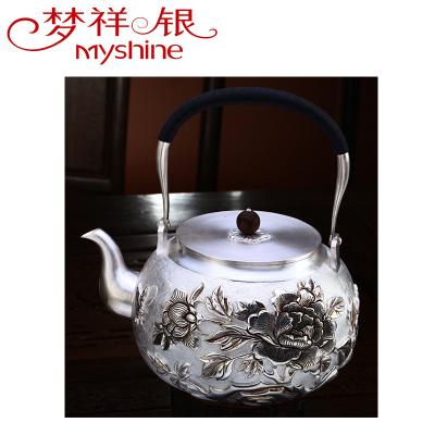 China Sustainable Myshine Carved Silverware Silver Crafts Archaistic Silver Teapot for sale