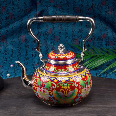 China Sustainable myshine carved silver teapot with ancient poetry for sale