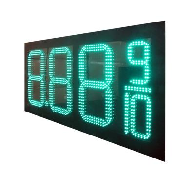 China 8.888 Number Format 16 inch Waterproof Green LED Gas Sign for Gas Station Advertising for sale