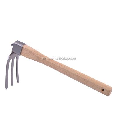 China Agriculture and Gardening Cultivating Fork Small Hole Tool with Short Wooden Handle for sale