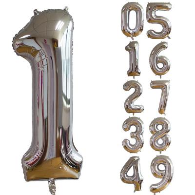 China Wholesale Gift Toy YH Big Number Balloons 40 Inch Birthday Party Decoration Numbers Globo Silver for sale