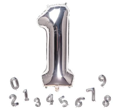 China 32inch Number Balloon Birthday Day Party Decoration Number Balloon YH Birthday Decoration Silver globos de numeros for sale