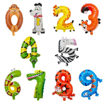 China Hot sale gift toy YH helium globos del 0 al 9 animal number shape cartoon foil balloons for sale