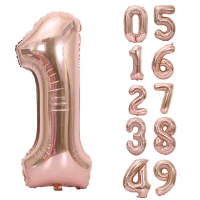 China 40 Inch Gift Toy YH Aluminum Number Balloons Rose Gold Birthday Party Decoration big numero globo for sale