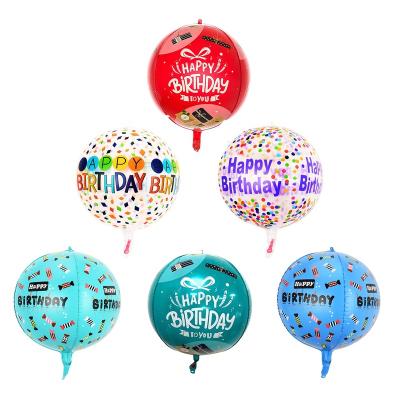 China Gift Toy YH Party Supplies Balloon 4D Globos Feliz Cumpleanos Round 22 Inch Happy Birthday Balloons for sale