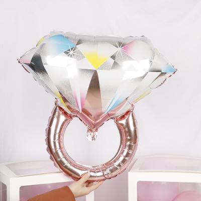 China Newest Great Gift Toy YH Aluminum Bling Ring Globo Wedding Valentines Ornament Diamond Ring Balloons for sale