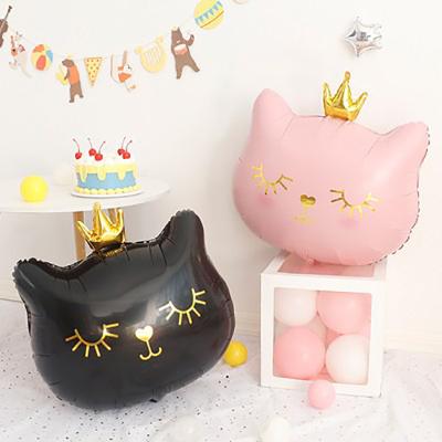 China Gift cat toy YH globos pink black balloons crown Cat Party Birthday Decorations Cute cartoon balloon for sale