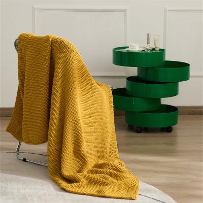 China High Quality Cheap Large Size Single Knitted Anti-pull 100% Acrylic Solid Color Throw Blanket For Sofa Bed for sale