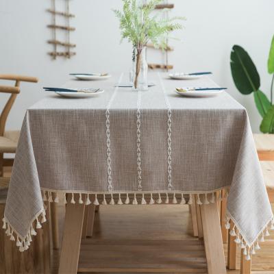 China Rectangle Table Cloth Heavy Cotton Waterproof Linen Table Cloth Dustproof Cover For Party for sale