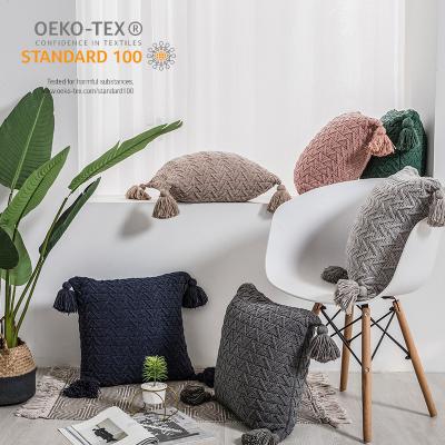 China Hot Sale Folded 100% Polyester Knitted Home Decoration Wholecolor Cushion Cover Pillow Case for sale