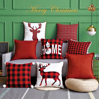 China Charisma Deer Check Folded On Cushion Cover Pillow Case OEM/ODM Accepted For Christmas New Year Decoration Wholesale On Sale for sale