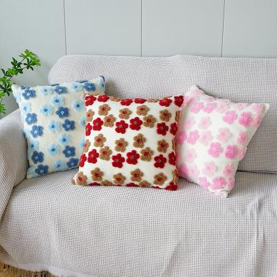 China Folded 3D Flower Jacquard Sofa Pillow Case Soft Bedroom Cushion Cover for sale