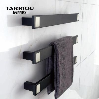 China Heater Modern Wall Mounted Stainless Steel Black Heated Towel Rack Heater for sale