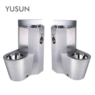 China Concealed Cistern Prison 304 Stainless Steel Commode Toilet Basin Combination for sale