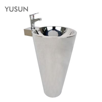 China Modern Free Standing Stainless Steel Basin Pedestal Sink for sale