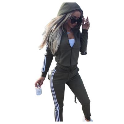 China Custom Logo Track Suit Striped Side Anti-UV Zipper Coat Long Pants Women Clothing Female Sports Training Jogging Suits for sale