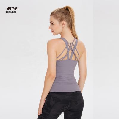 China Breathable Women's Wholesale Sports Yoga Vest Tank Top Fitness Ladies Yoga Tops Sleeveless Yoga Tops for sale