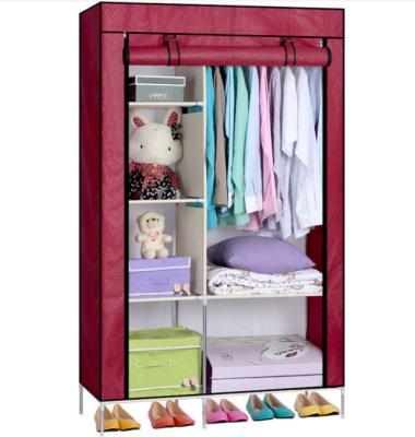 China Almari Armario Bedroom Furniture Adjustable Wardrobe Kid's Nonwoven Metal Storage KD Wardrobe Wardrobe (Other) for sale