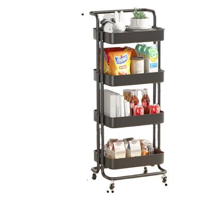 China Movable Trolley Home Kitchen Organizer Space Saving Kitchen Storage Shelf Support Mobile Storage Rack Tool for sale