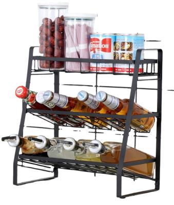 China KD Modern Steel Shelf Space Saving Storage Rack Kitchen Seasoning Gather Spice Racks for sale