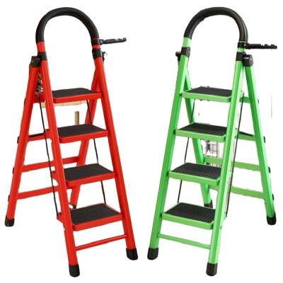 China Folding Ladders Household 2 Wide Steel Step Ladders With Railing Iron Folding Ladder for sale