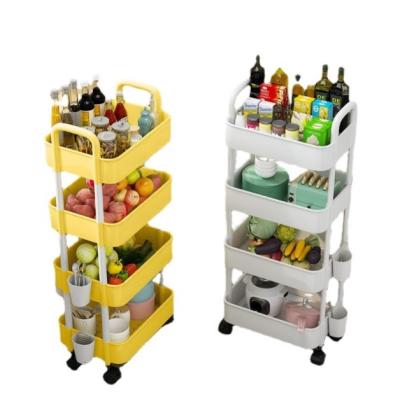 China 3 Layers With Wheels Rolling Kitchen Utility Book Garden Laundry 3 Tier Storage Cart Steel Trolley With Wheels for sale