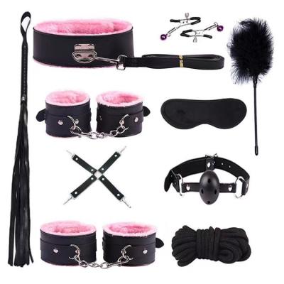 China Leather Sex Slave Gear Set Leather Bondage For Male And Female for sale