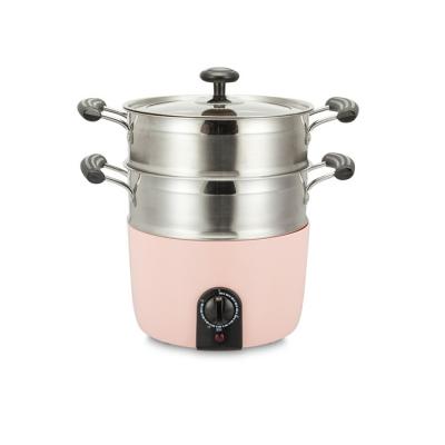 China Household Amazon Supplier 220V 1500W Pink Mini Cooking Stainless Steel Electric Food Steamer for sale