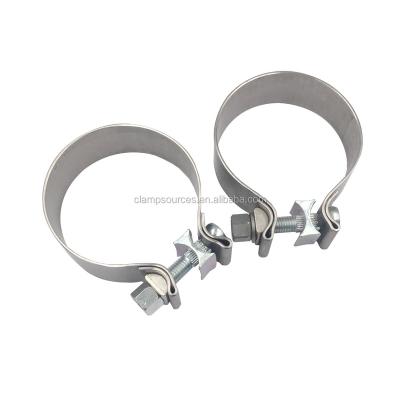 China Heavy Duty SS 304 Turbo Flange Muffler Exhaust Pipe Clamp Heavy Duty O Clamp Auto Parts for sale