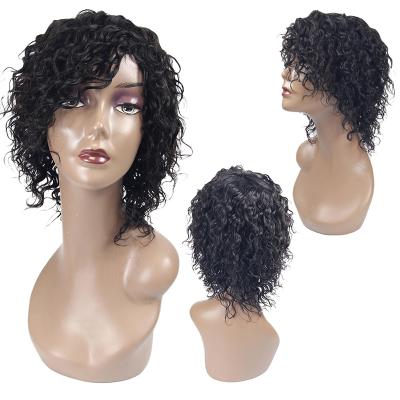 China No tangle & No Rejection Factory Cheap Price Machine Made Wig, 100% Brazilian Machine Made Human Wig, Short Curly Hair Wigs for sale