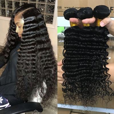 China No tangle & No Shedding Hair Bundles Seller, Wholesale Unprocessed Brazilian Hair Bundles With Closure, Deep Wave Hair Bundles for sale