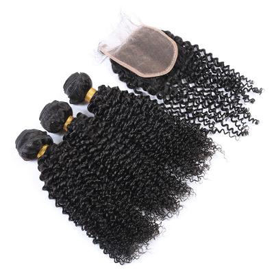 China No tangle & No Alibaba Factory Direct Shedding Virgin Human Mongolian Kinky Curly Hair With Closure Cuticle Aligned Curly Virgin Hair for sale