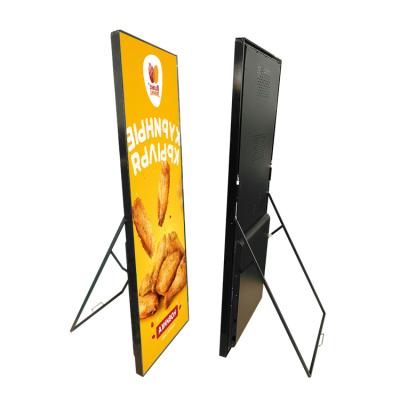 China Digital Led Mirror Advertising Display Stand P3 Vertical Standee Led Screen Poster Rectangle for sale