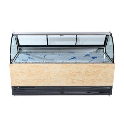 China Double Temperature Air Cooling Supermarket Commercial Fridge Arc Glass Cooler Showcase Meat Display Fridge for sale